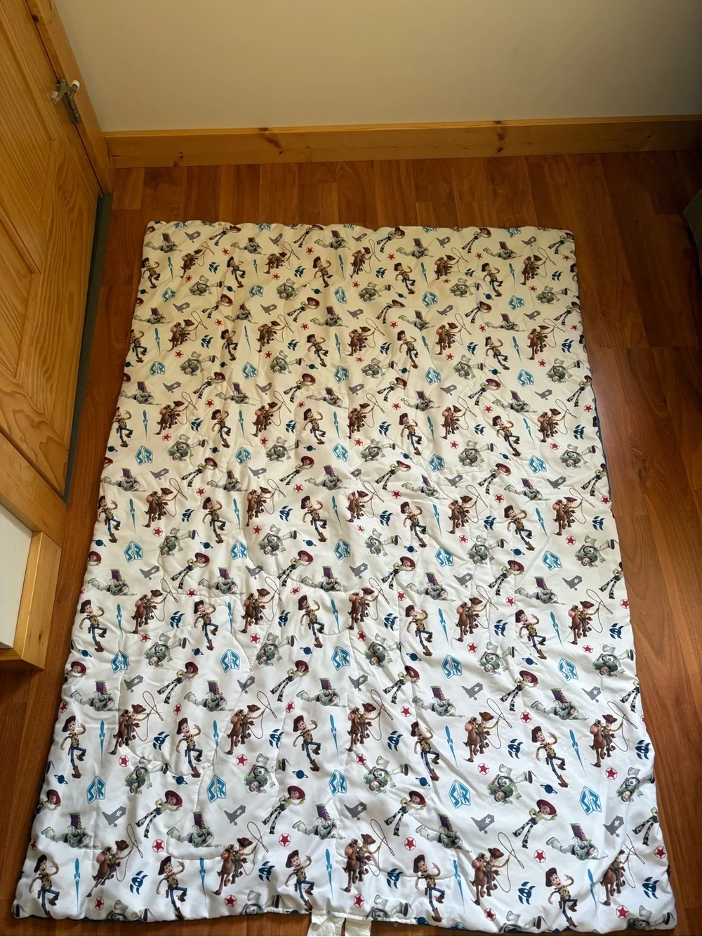 Disney Toy Story Blue Green Kids Blanket Featuring Buzz Lightyear & Friends